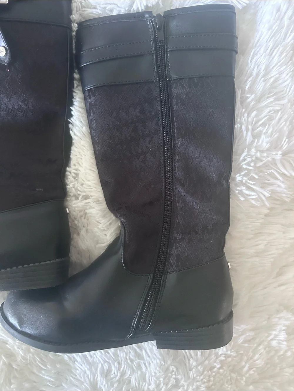 Used Little Girls Michael Kors Black Logo-Panel Boots sz2